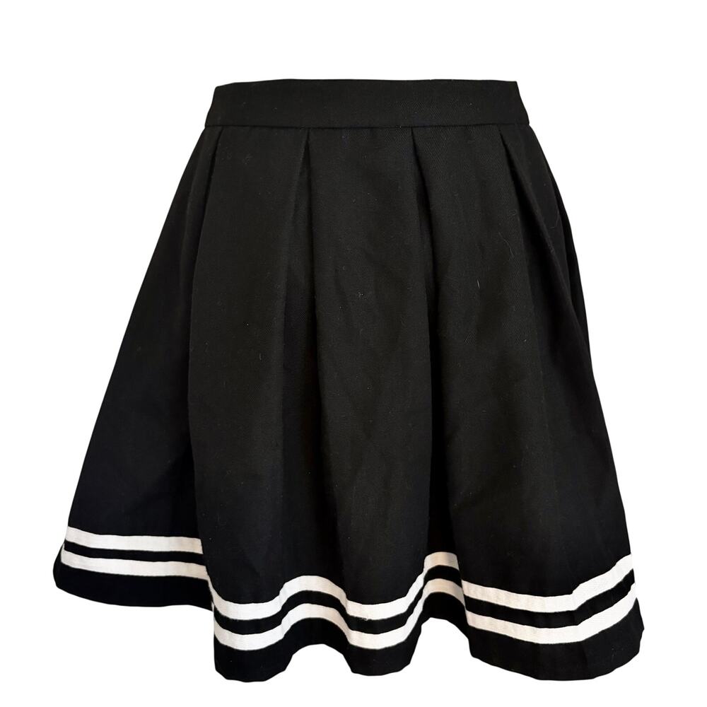 Hot Topic Black Pleated Varsity Mini Skater Skirt Striped Indie Whimsygoth